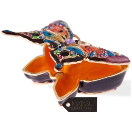 Hand Painted Red and Blue Butterfly in Flight Trin | Jewelry | Judaica
